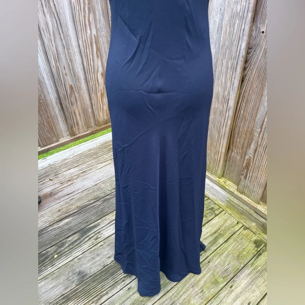 Elegant Navy Blue Evening Dress Floor Length - Picture 8 of 9